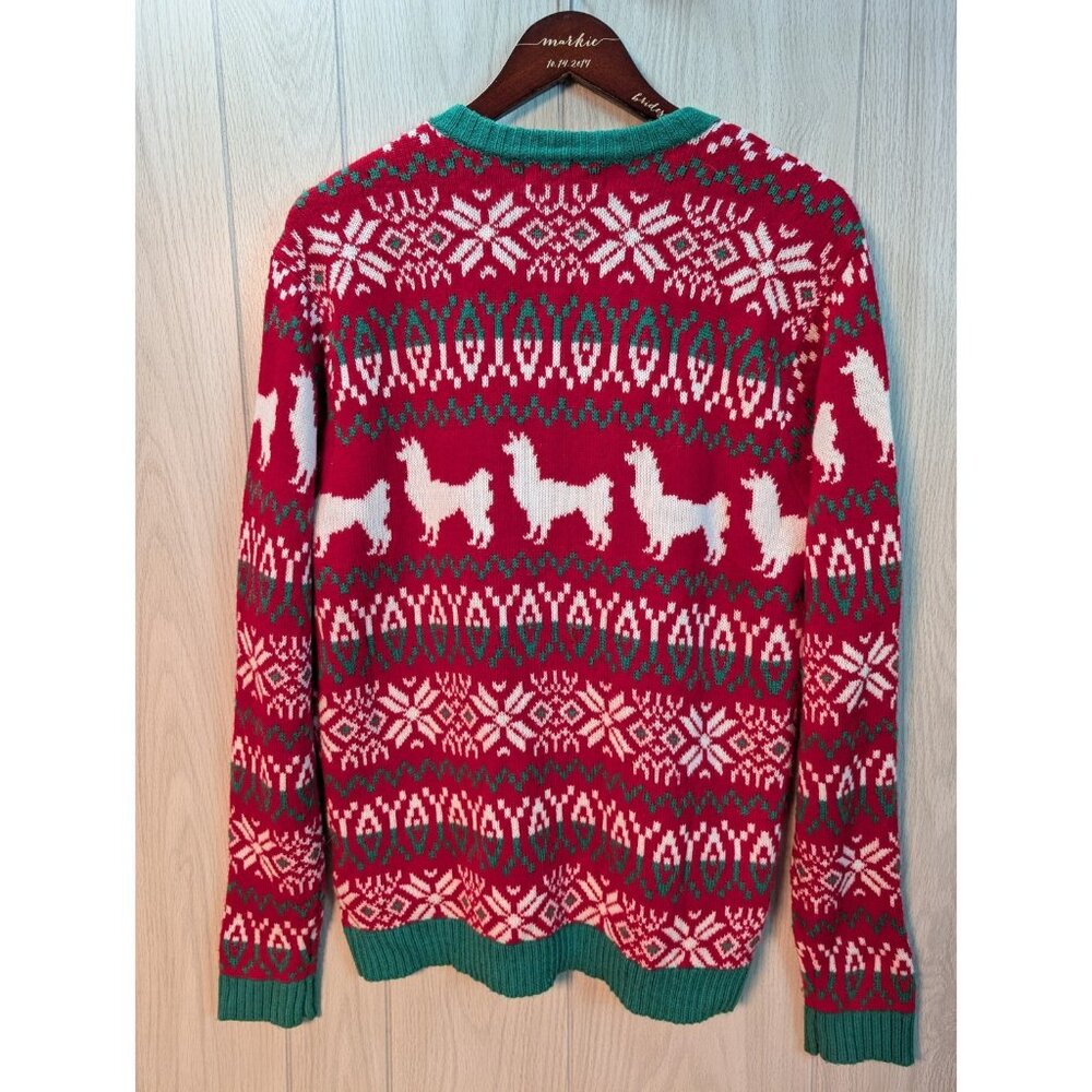 33 Degrees Llama Mutli-color Ugly Christmas Sweater Men's Size Medium Sunglasses - Picture 6 of 8